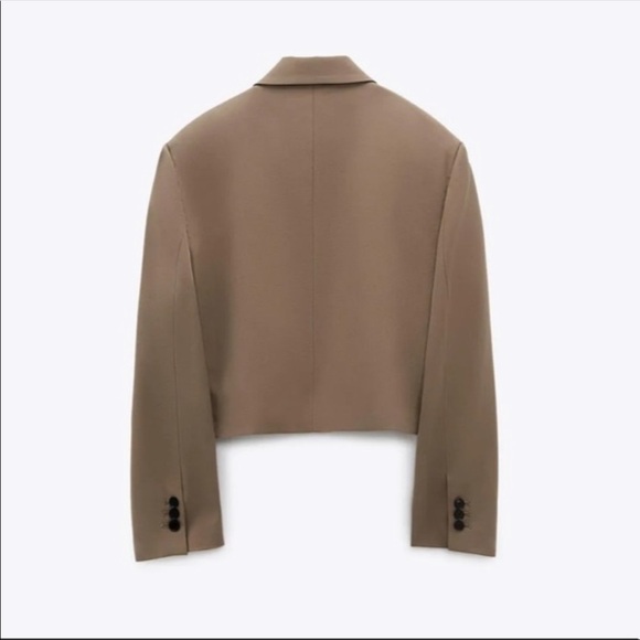 New Zara Cropped Oversized Blazer Tan M - Picture 4 of 7